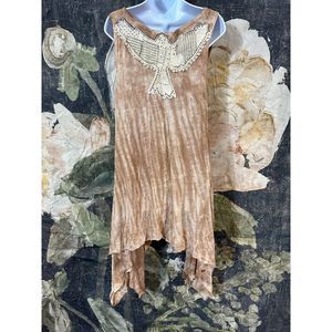 New Free People Sunbeam  Anthropologie Tunic Tie Dye Stretch sleeveless Size S